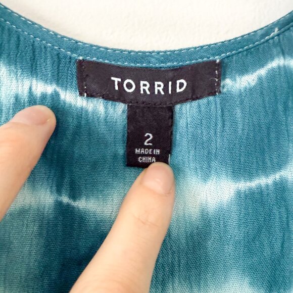 Torrid Teal Tie-Dye Maxi Duster Cardigan – 2X - Picture 6 of 8